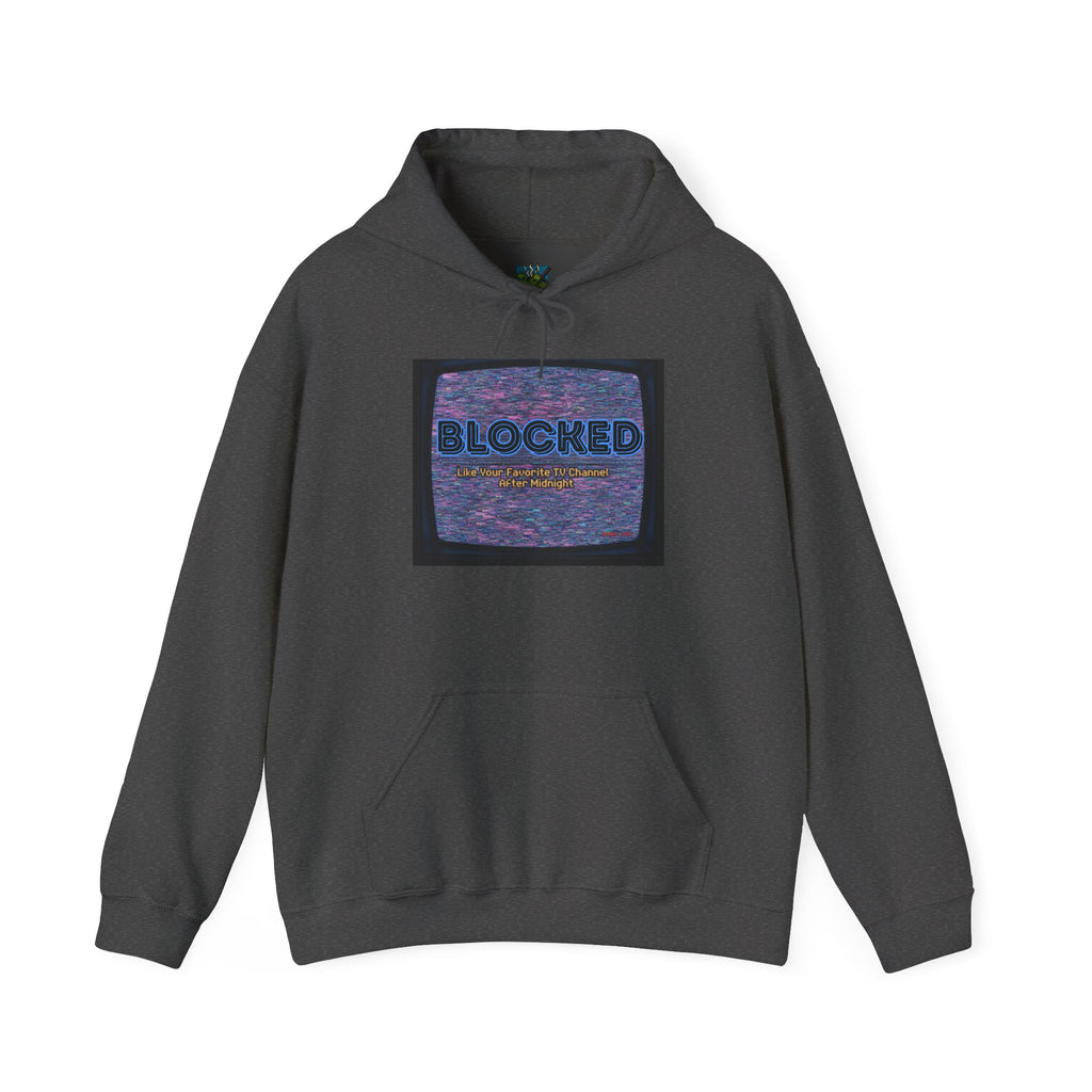 Hoodie — 'BLOCKED' Retro Static TV Graphic Pullover