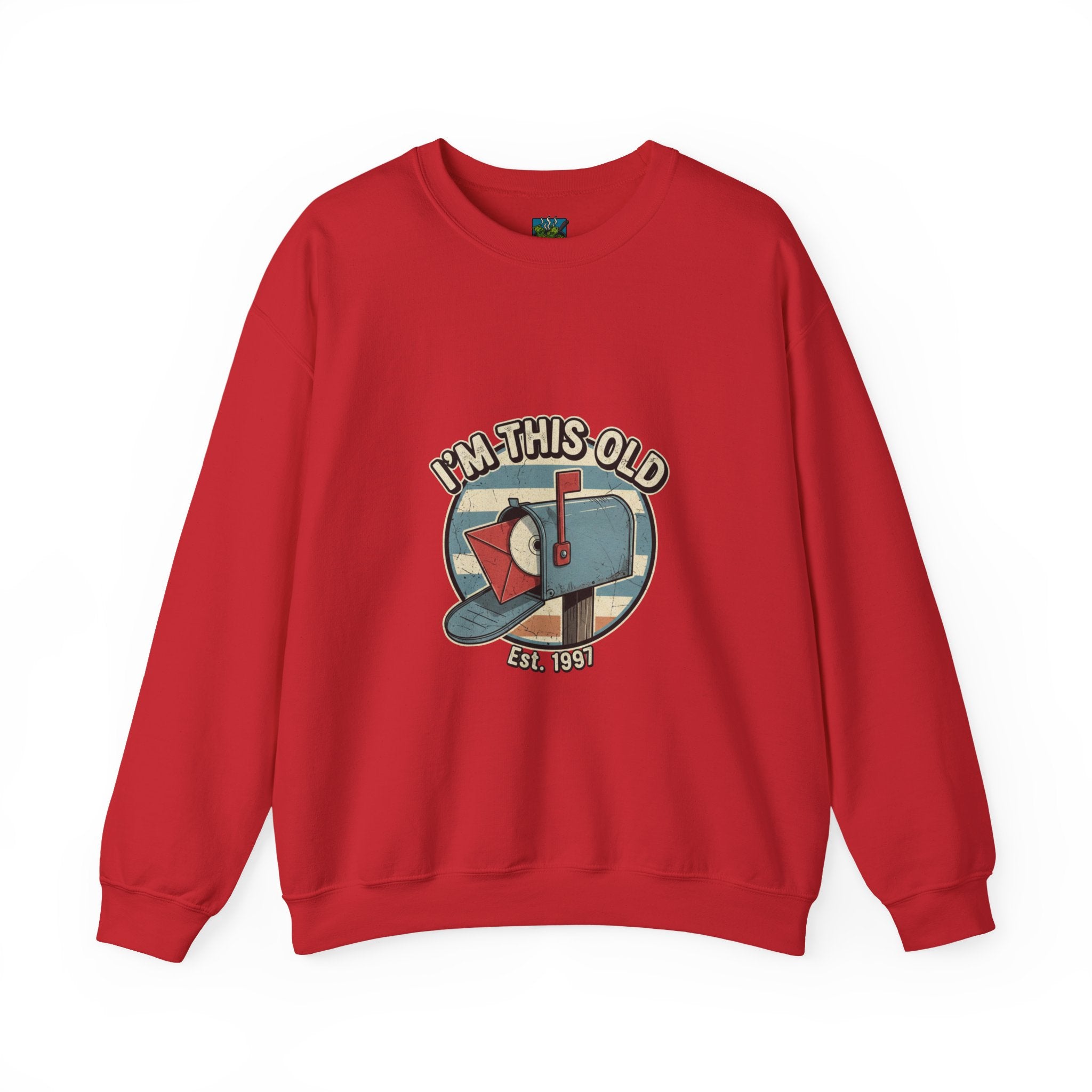 Crewneck Sweatshirt — "I'm This Old" DVD in Mailbox Retro Graphic