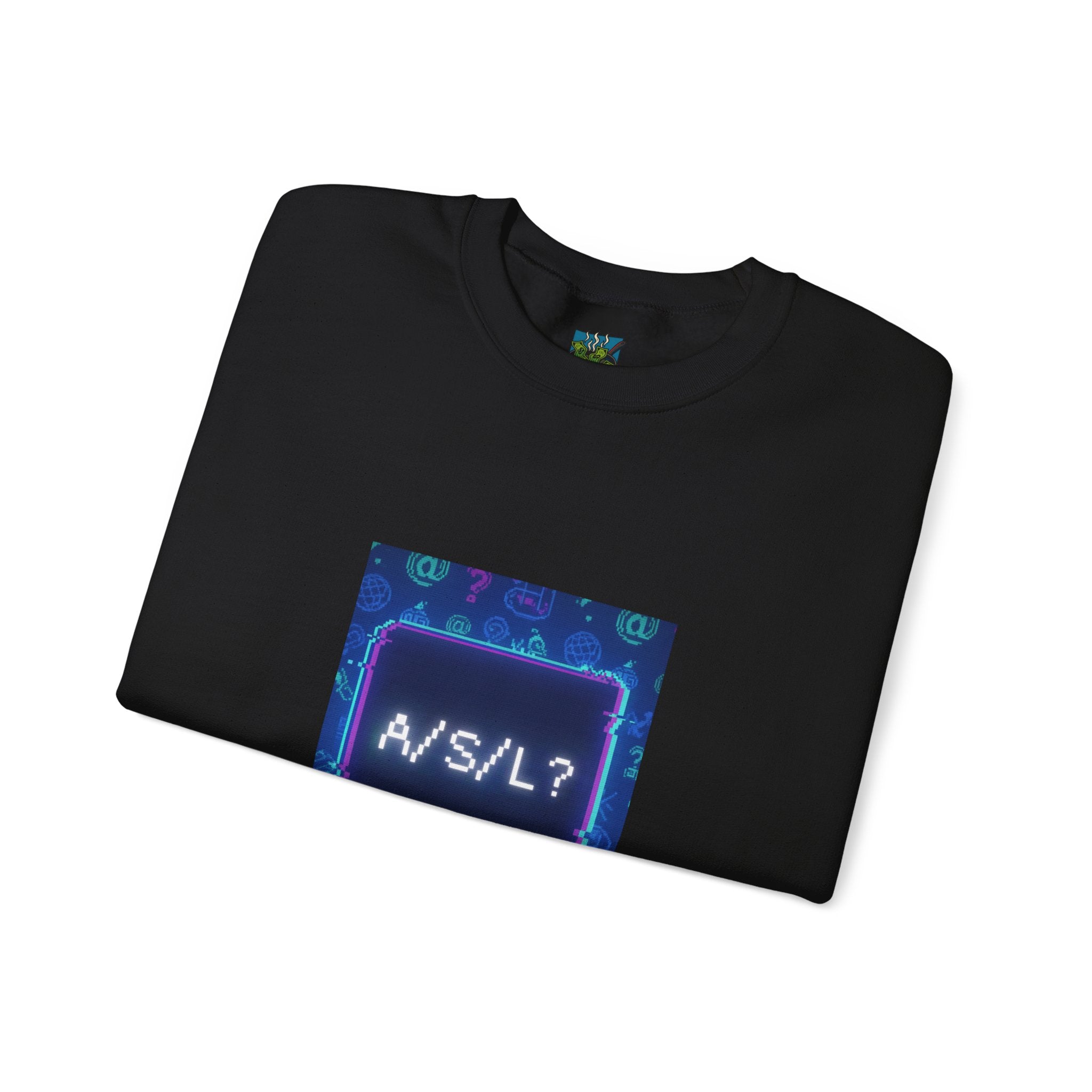 A/S/L? Retro Neon Crewneck Sweatshirt — 90s Chat Nostalgia Sweatshirt