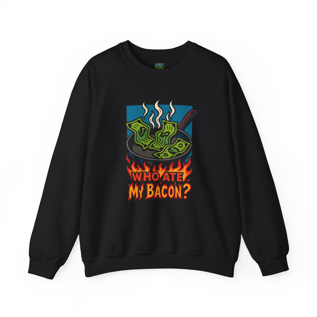 Crewneck Sweatshirt — 'Who Ate My Bacon?' Pop Art Graphic