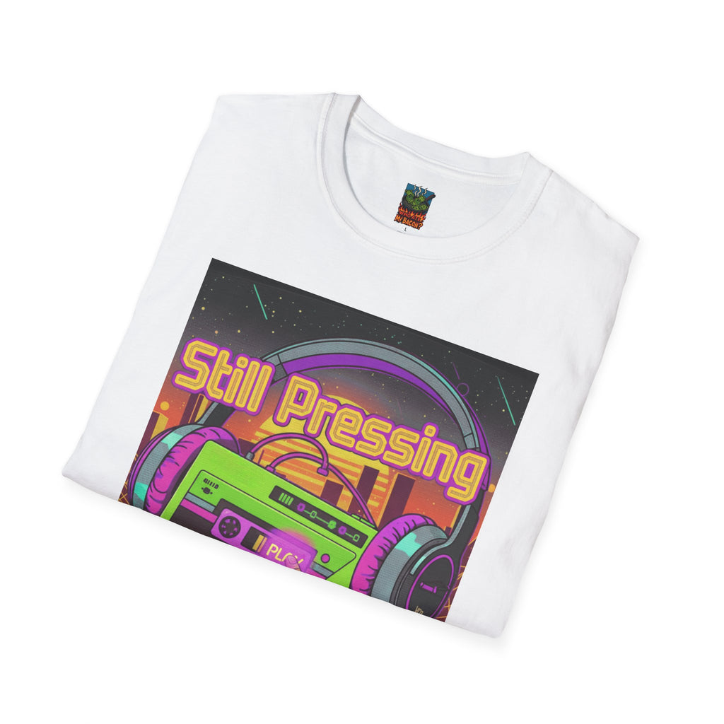 Retro Cassette T‑Shirt — "Still Pressing Play on Life" Vintage Music Tee