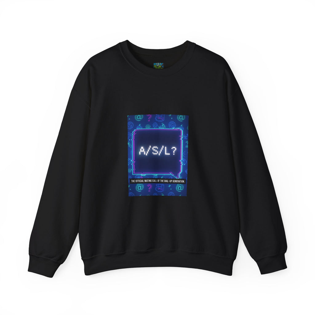 A/S/L? Retro Neon Crewneck Sweatshirt — 90s Chat Nostalgia Sweatshirt