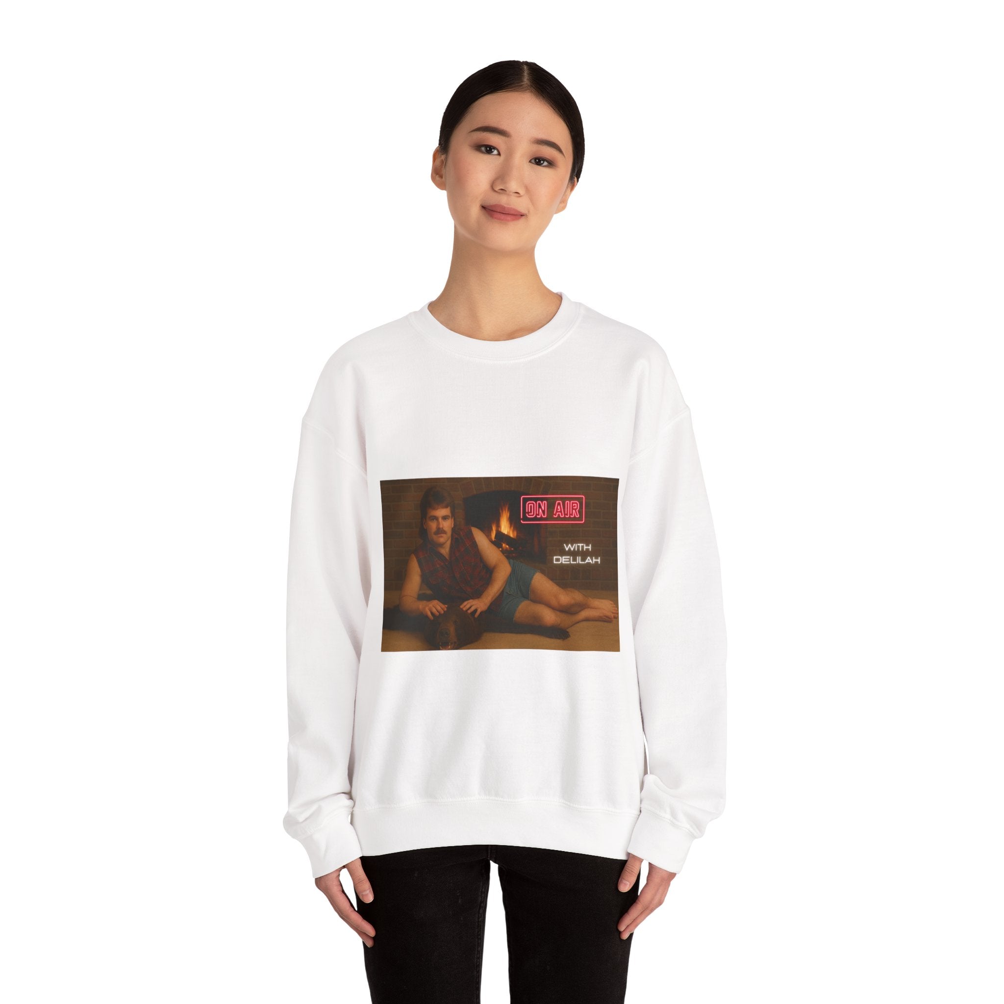 Crewneck Sweatshirt — Retro Radio Host Design with Vintage Portrait