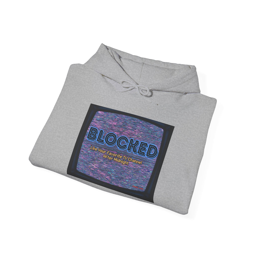 Hoodie — 'BLOCKED' Retro Static TV Graphic Pullover