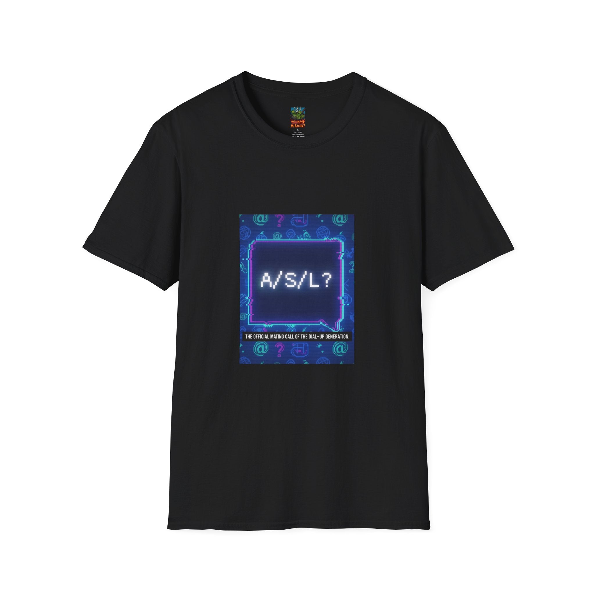 A/S/L? Retro Chatroom Graphic T-Shirt — Neon Internet Nostalgia Tee