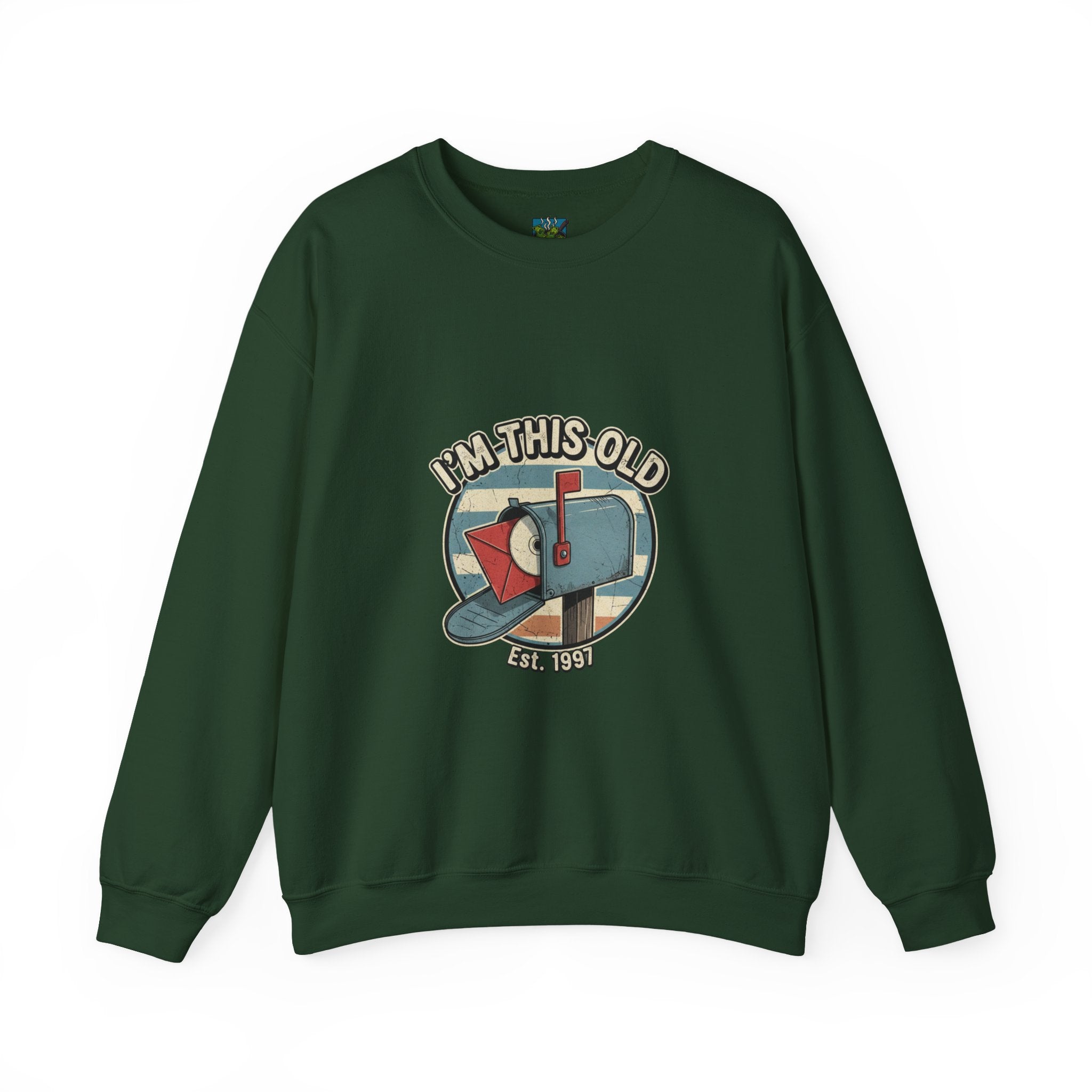 Crewneck Sweatshirt — "I'm This Old" DVD in Mailbox Retro Graphic