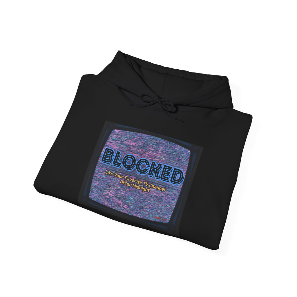 Hoodie — 'BLOCKED' Retro Static TV Graphic Pullover