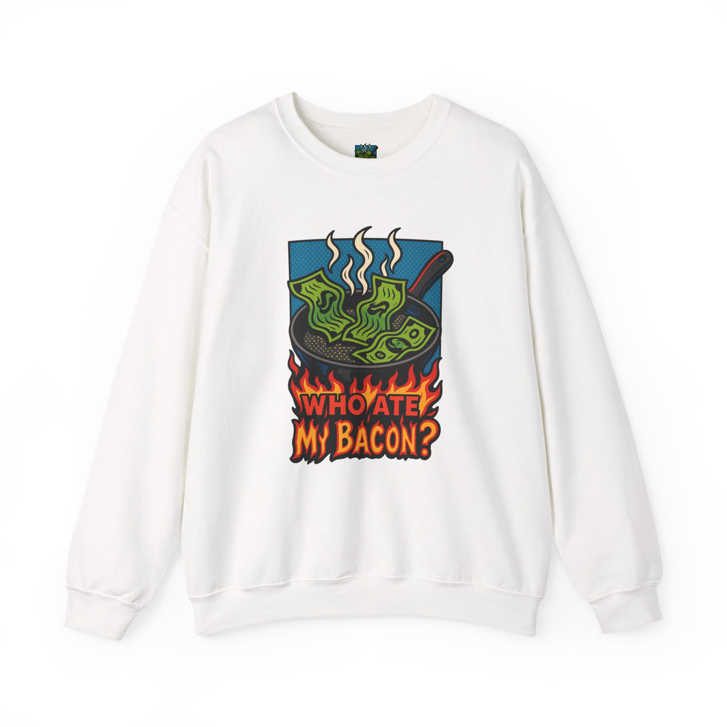 Crewneck Sweatshirt — 'Who Ate My Bacon?' Pop Art Graphic