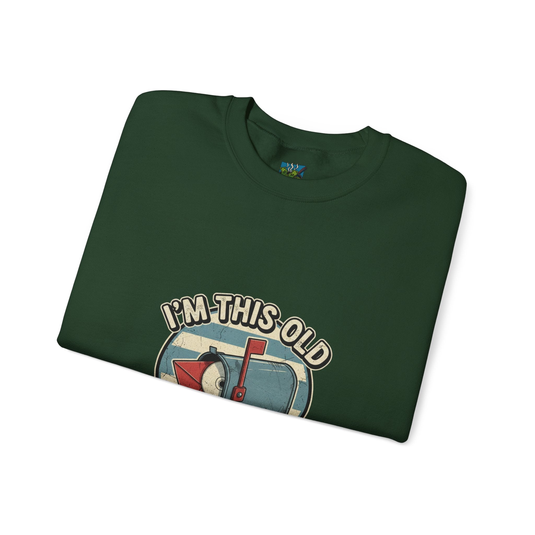 Crewneck Sweatshirt — "I'm This Old" DVD in Mailbox Retro Graphic