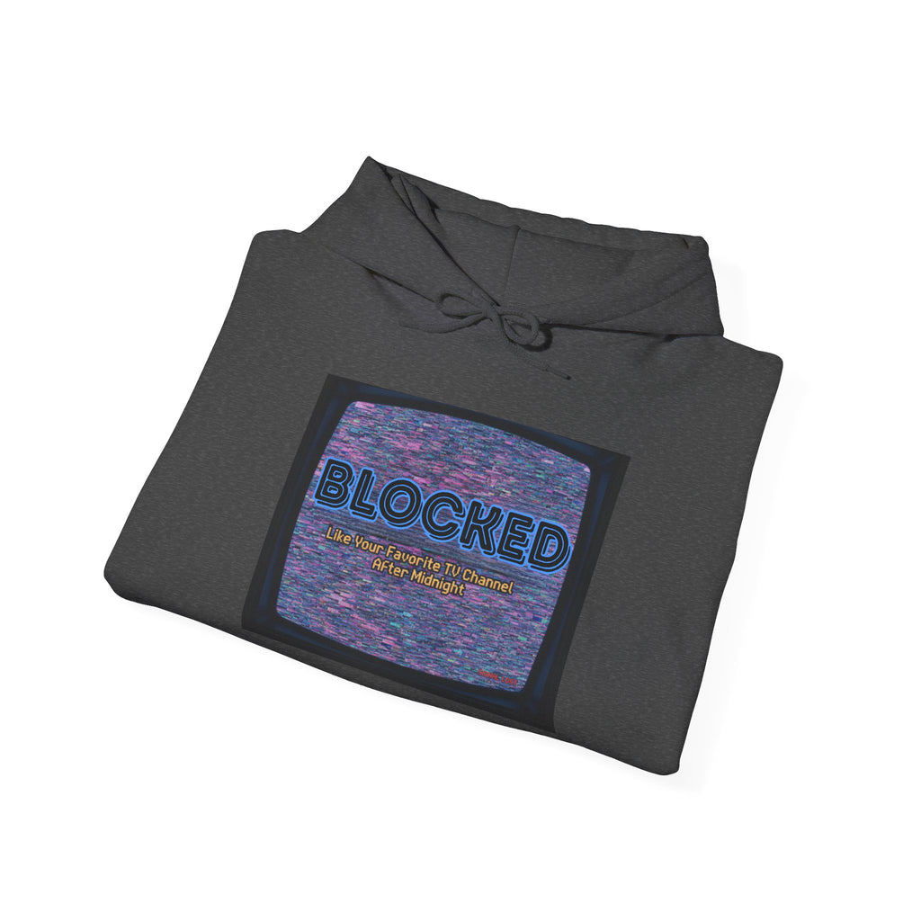 Hoodie — 'BLOCKED' Retro Static TV Graphic Pullover