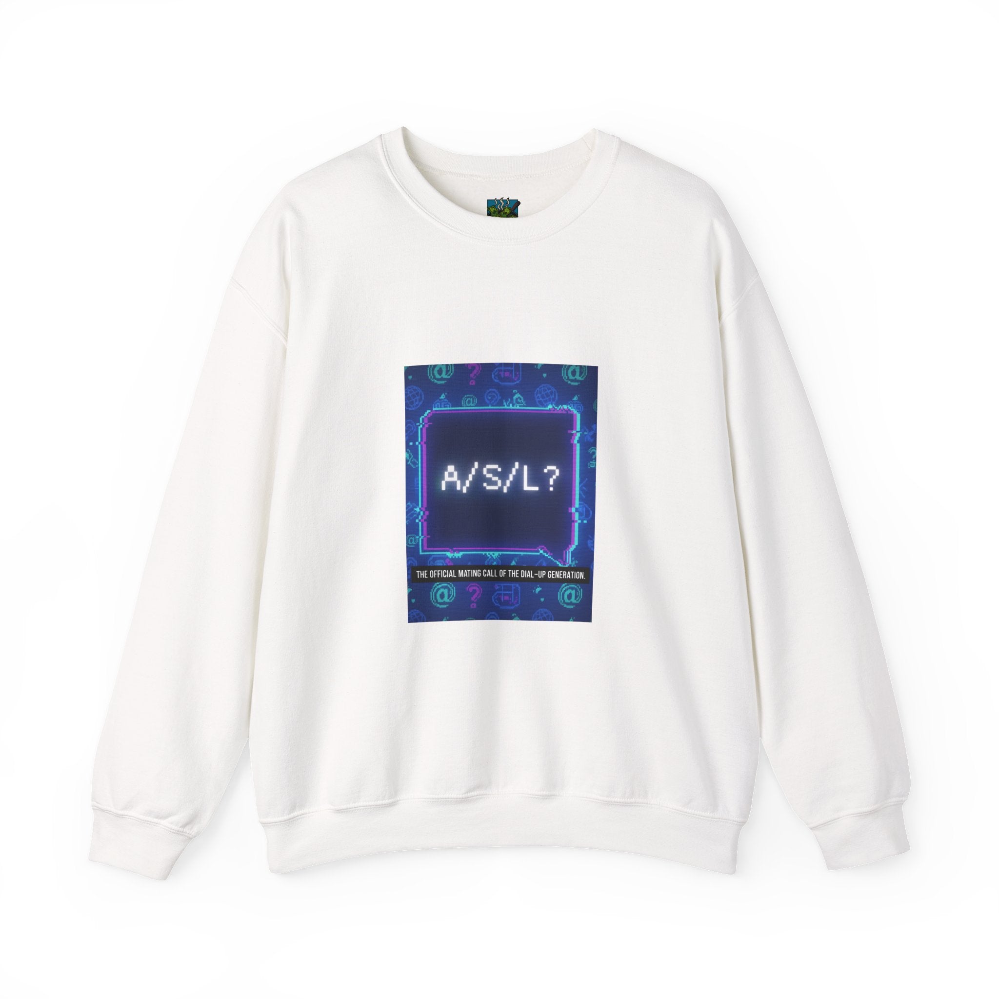 A/S/L? Retro Neon Crewneck Sweatshirt — 90s Chat Nostalgia Sweatshirt