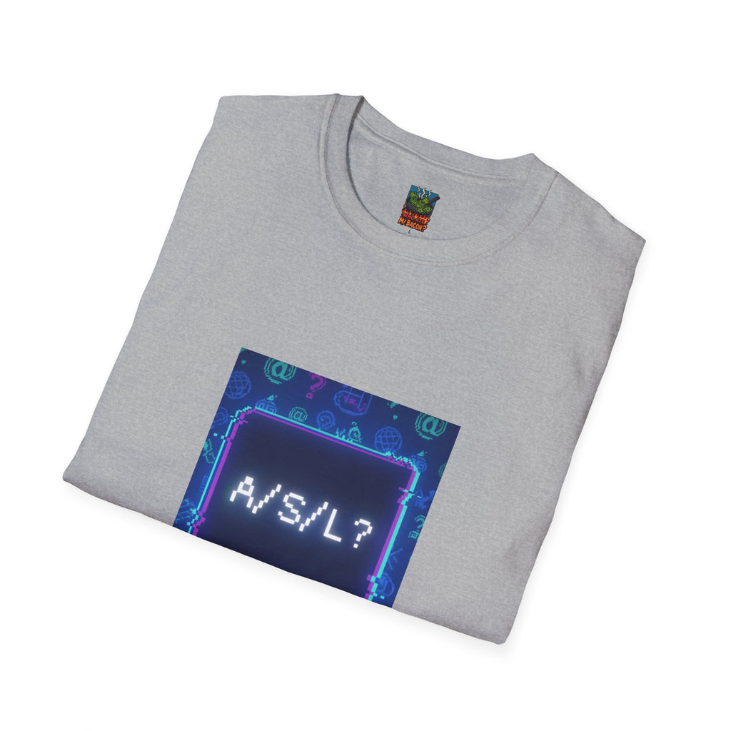 A/S/L? Retro Chatroom Graphic T-Shirt — Neon Internet Nostalgia Tee